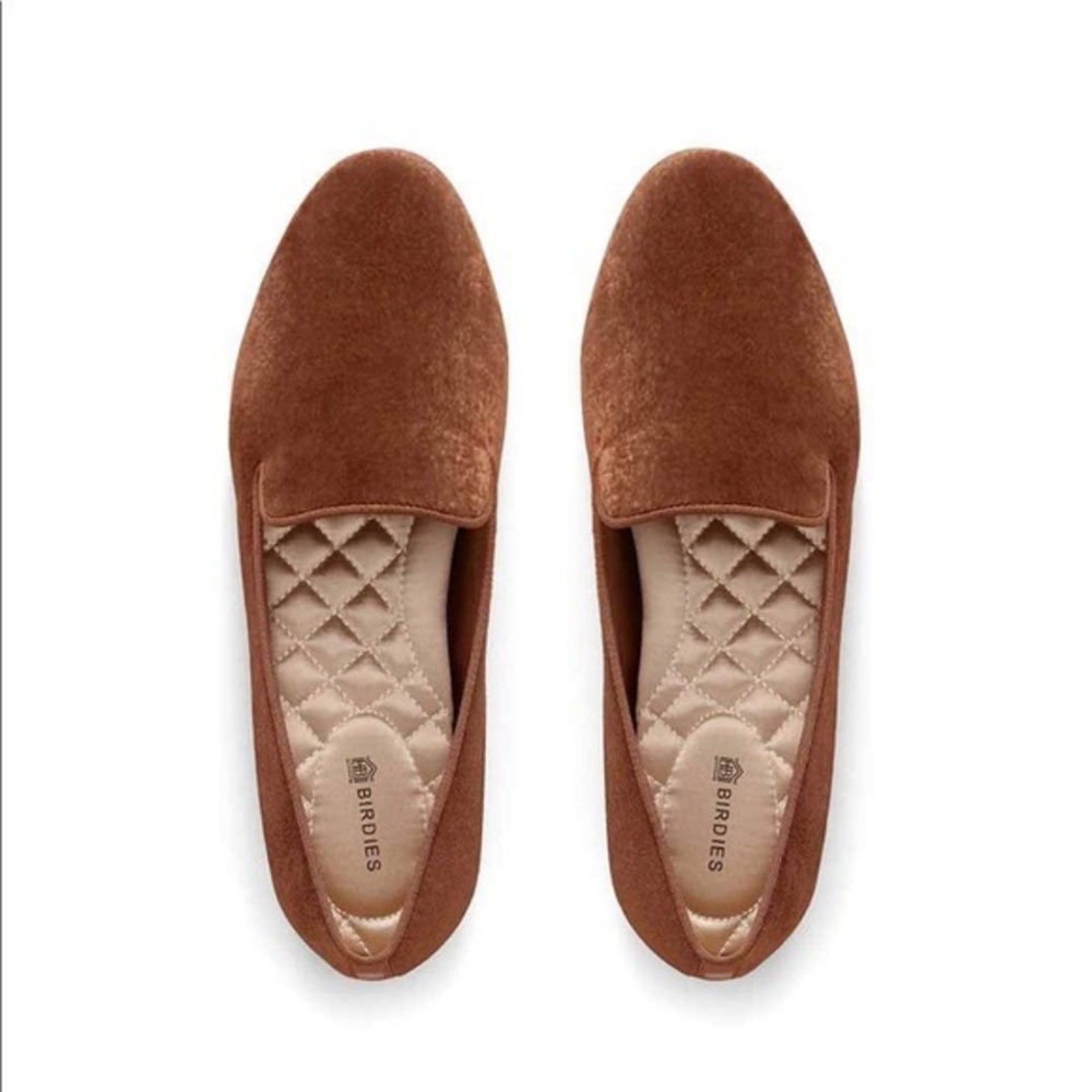 Birdies The Starling Copper Velvet Flats Size 8